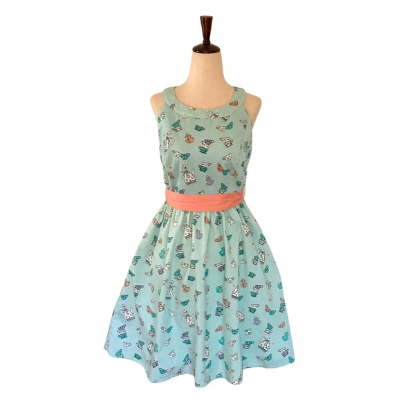 RARE Disney Dress Shop Blue Alice in Wonderland Teacup Dress Size Small